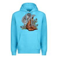 Ocean Blue gray cowgirl and roses Premium Hoodie - AdoDesignShop