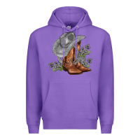 Purple gray cowgirl and roses Premium Hoodie - AdoDesignShop