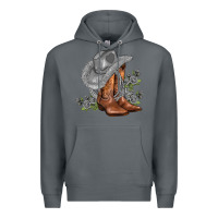 Rock gray cowgirl and roses Premium Hoodie - AdoDesignShop