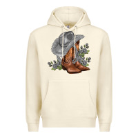 Sandshell gray cowgirl and roses Premium Hoodie - AdoDesignShop