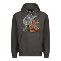 Smoke gray cowgirl and roses Premium Hoodie - AdoDesignShop