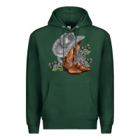 Sports Green gray cowgirl and roses Premium Hoodie - AdoDesignShop