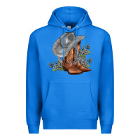 True Royal gray cowgirl and roses Premium Hoodie - AdoDesignShop