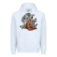 White gray cowgirl and roses Premium Hoodie - AdoDesignShop