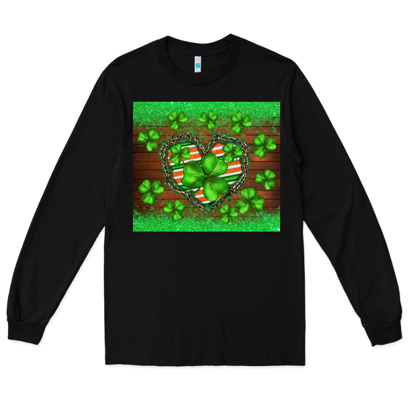 St.patricks Heart Shamrocks Glitter Long Sleeve Tee by BarkalooDesign | Teevron