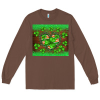 Chestnut st.patricks heart shamrocks glitter Long Sleeve Tee - BarkalooDesign