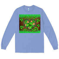 Colony Blue st.patricks heart shamrocks glitter Long Sleeve Tee - BarkalooDesign