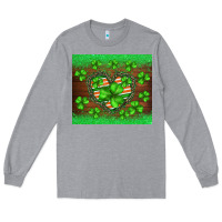 Heather Grey st.patricks heart shamrocks glitter Long Sleeve Tee - BarkalooDesign