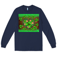 Navy st.patricks heart shamrocks glitter Long Sleeve Tee - BarkalooDesign