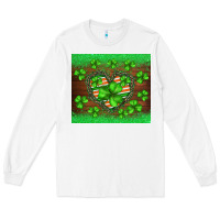 White st.patricks heart shamrocks glitter Long Sleeve Tee - BarkalooDesign