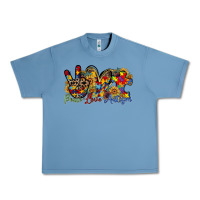 Pebble Blue peace love autism Urban Heavy Tee - RacoonDesign