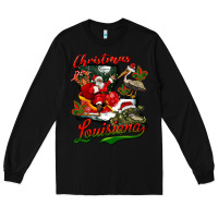 Black louisiana christmas with  afro santa Long Sleeve Tee - BarkalooDesign