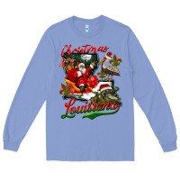 Colony Blue louisiana christmas with  afro santa Long Sleeve Tee - BarkalooDesign