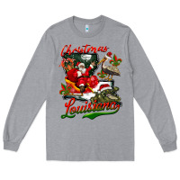 Heather Grey louisiana christmas with  afro santa Long Sleeve Tee - BarkalooDesign