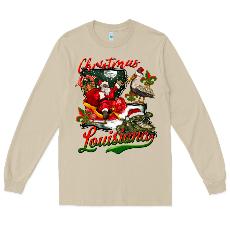 Louisiana Christmas With  Afro Santa Long Sleeve Tee by BarkalooDesign | Teevron