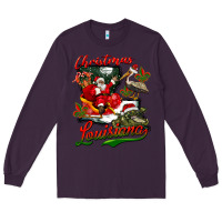 Plum louisiana christmas with  afro santa Long Sleeve Tee - BarkalooDesign