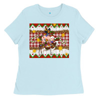 Baby Blue Stacked Christmas Farm Ladies Tee - Artiststas