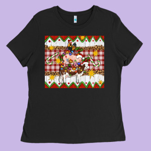 Stacked Christmas Farm Ladies Tee Designed By Artiststas