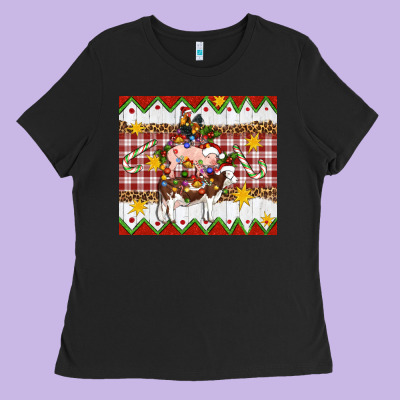 Stacked Christmas Farm Ladies Tee Designed By Artiststas