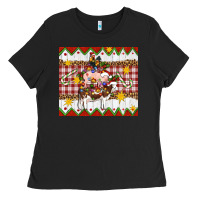 Black Stacked Christmas Farm Ladies Tee - Artiststas