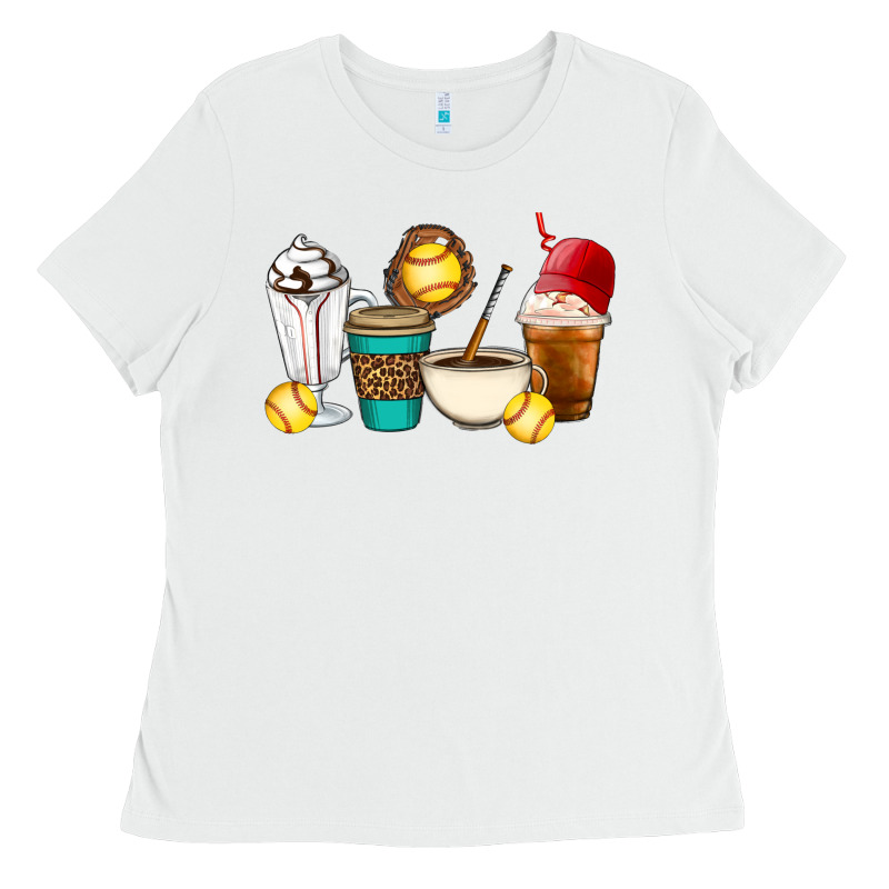 Softball Coffee Cups Ladies Tee by Artiststas | Teevron