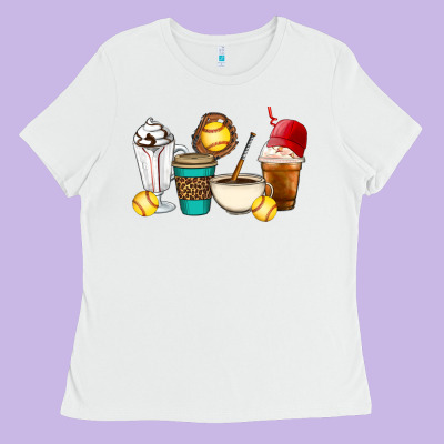Softball Coffee Cups Ladies Tee Designed By Artiststas