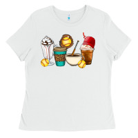 White Softball coffee cups Ladies Tee - Artiststas
