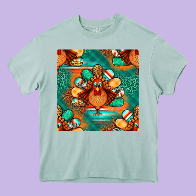 Thanksgiving  Turkey Seamless Pattern Heavy Core Tee Designed By Bundleandbundleshop