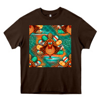 Chocolate Brown thanksgiving  turkey seamless pattern Heavy Core Tee - BundleAndBundleShop