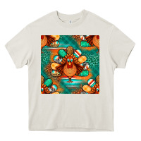 Cream thanksgiving  turkey seamless pattern Heavy Core Tee - BundleAndBundleShop