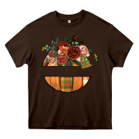 Chocolate Brown customize floral pumpkin Heavy Core Tee - BundleAndBundleShop