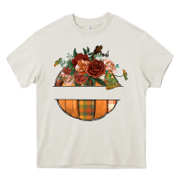 Cream customize floral pumpkin Heavy Core Tee - BundleAndBundleShop