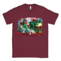 Burgundy merry christmas santa polar express Classic Tee - FaDigitalArtStudio