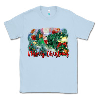 Dusty Blue merry christmas santa polar express Classic Tee - FaDigitalArtStudio