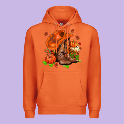 Fall Pumpkins  Cowgirl  And Roses Premium Hoodie Designed By Adodesignshop