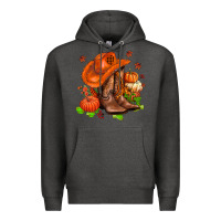 Charcoal Heather fall pumpkins  cowgirl  and roses Premium Hoodie - AdoDesignShop