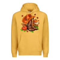 Mustard fall pumpkins  cowgirl  and roses Premium Hoodie - AdoDesignShop