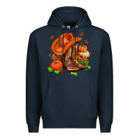 Navy fall pumpkins  cowgirl  and roses Premium Hoodie - AdoDesignShop