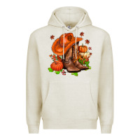 Oatmeal Heather fall pumpkins  cowgirl  and roses Premium Hoodie - AdoDesignShop