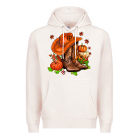 Pale Pink fall pumpkins  cowgirl  and roses Premium Hoodie - AdoDesignShop