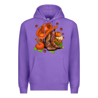 Purple fall pumpkins  cowgirl  and roses Premium Hoodie - AdoDesignShop