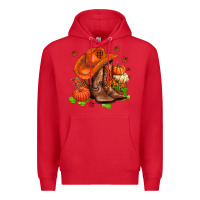 Red fall pumpkins  cowgirl  and roses Premium Hoodie - AdoDesignShop