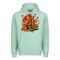 Seafoam fall pumpkins  cowgirl  and roses Premium Hoodie - AdoDesignShop