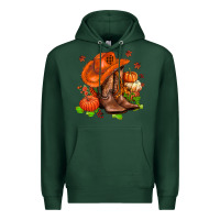 Sports Green fall pumpkins  cowgirl  and roses Premium Hoodie - AdoDesignShop