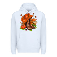 White fall pumpkins  cowgirl  and roses Premium Hoodie - AdoDesignShop