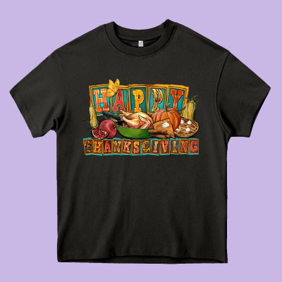 Happy Thanksgiving Heavy Core Tee Designed By Fadigitalartstudio