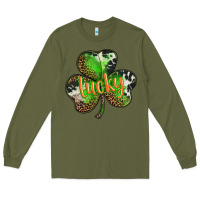 Army Green st. patricks day lucky shamrock Long Sleeve Tee - BarkalooDesign