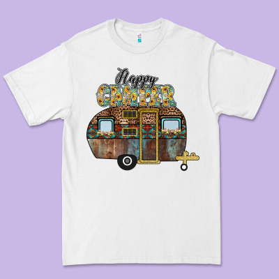 Happy Camper Premium Tee Designed By Cowhidedigitalart