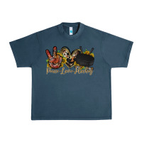 Midnight Navy peace love hockey Urban Heavy Tee - RacoonDesign