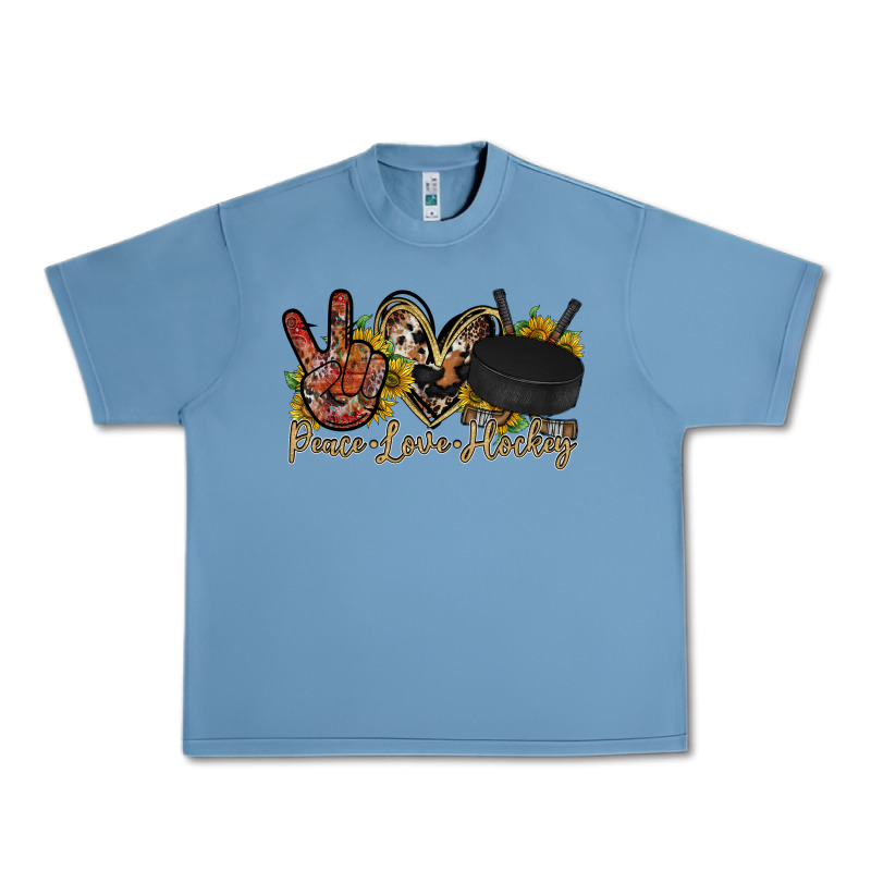 Peace Love Hockey Urban Heavy Tee by RacoonDesign | Teevron